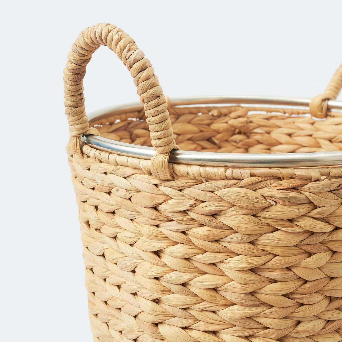 Round Water Hyacinth Wicker Basket Set Of 2