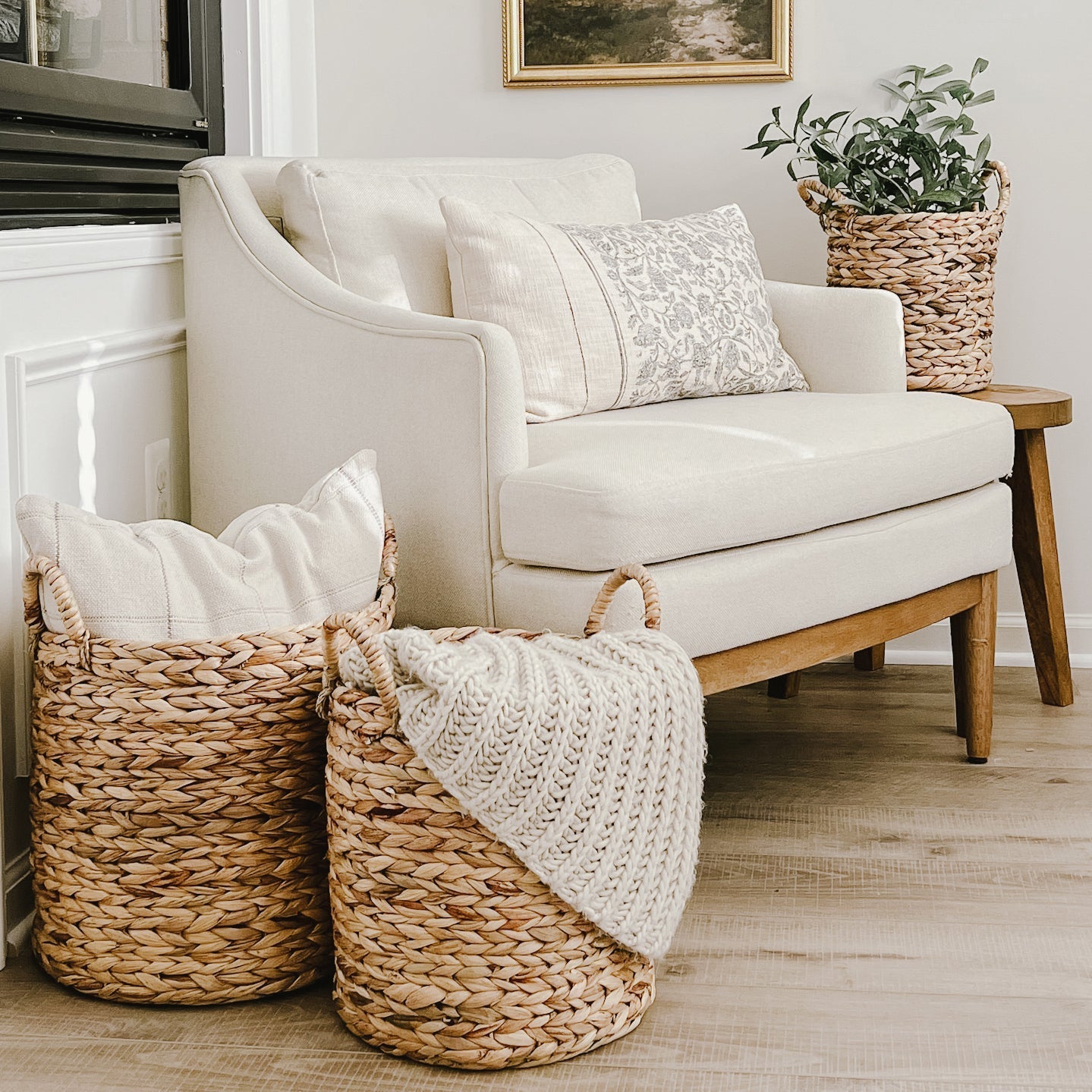 Large Hyacinth Standing Basket Set with Handles