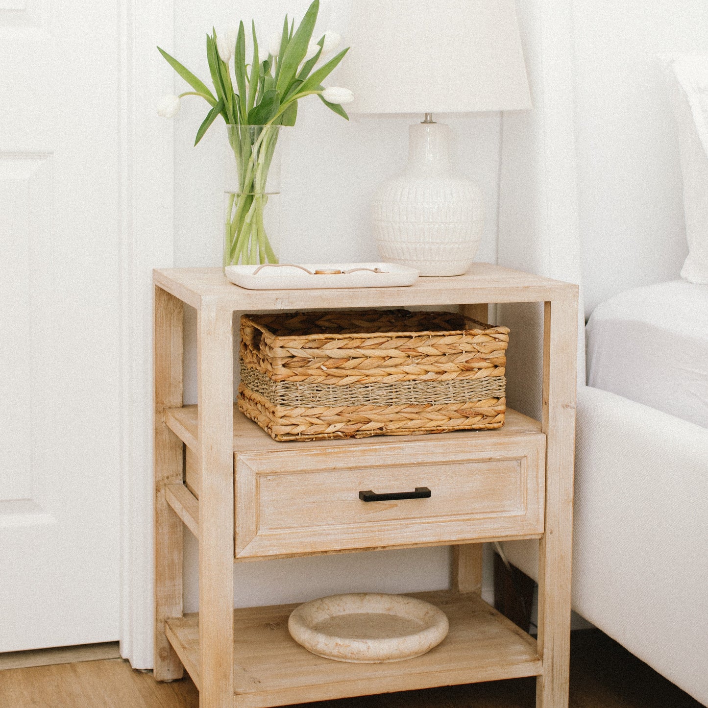 Rectangular Water Hyacinth and Seagrass Storage Baskets, Set of 4