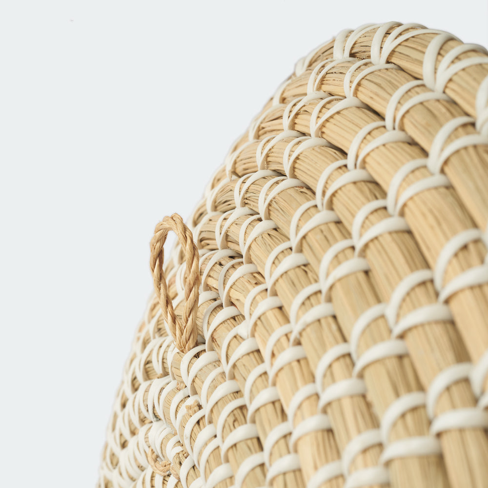 Floral Round Woven Seagrass Wall Baskets Decor Set of 3