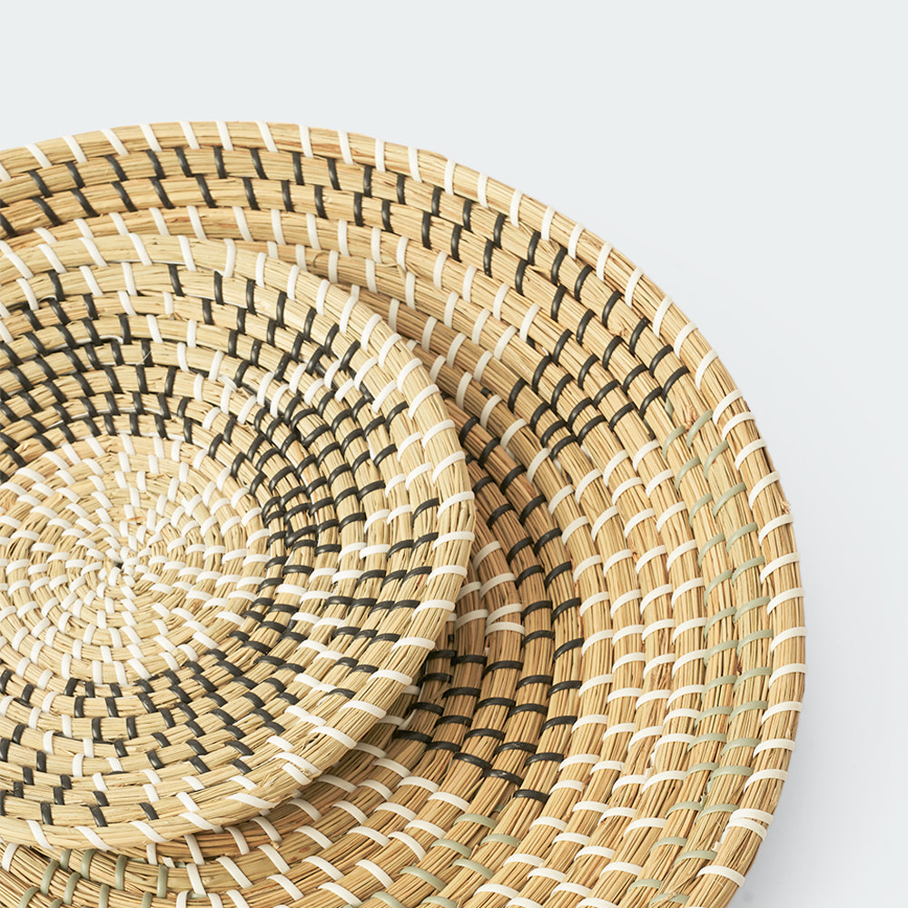 Seagrass Wall Basket Decor Set - Floral and Spiral Designs