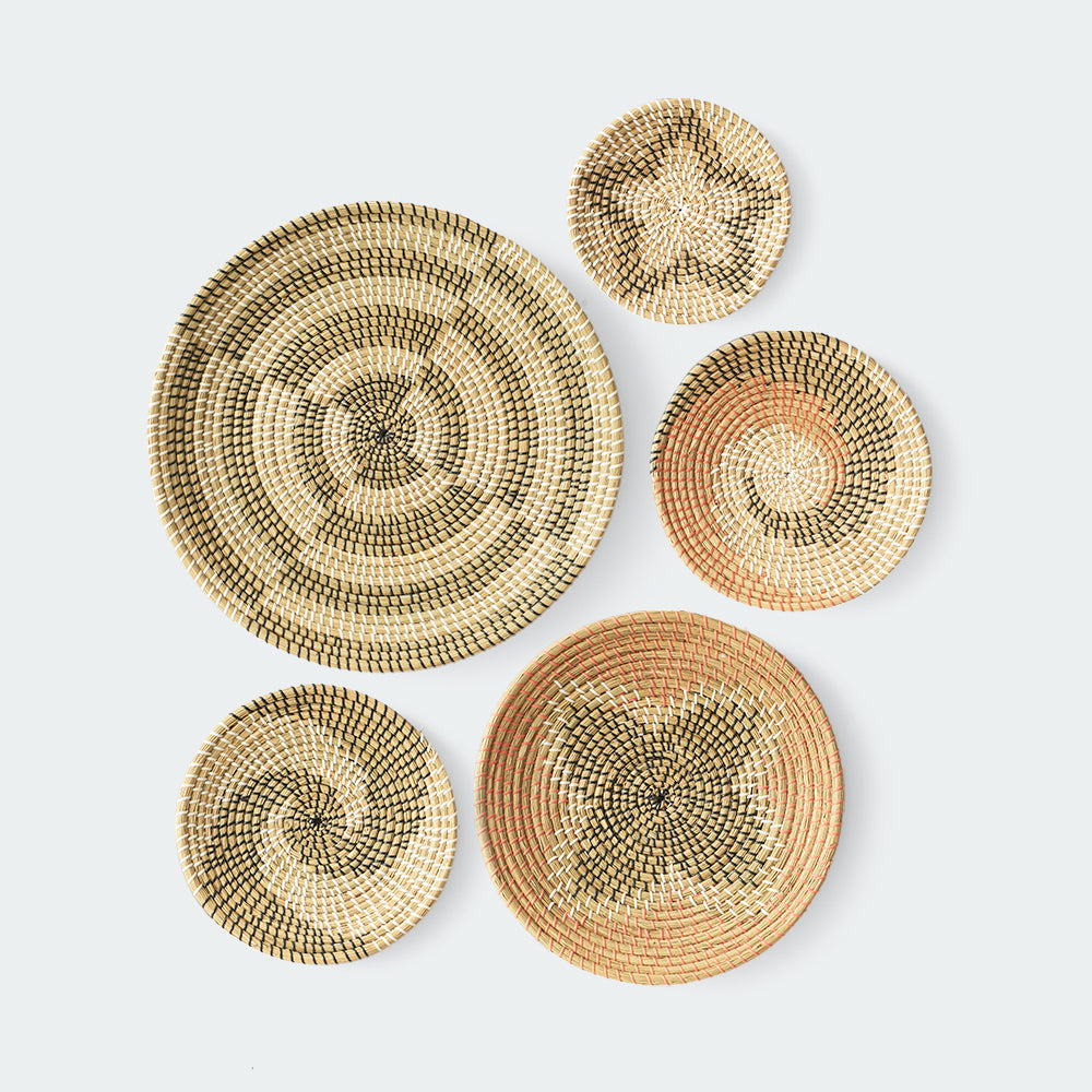 Seagrass Wall Basket Decor Set - Floral and Spiral Designs