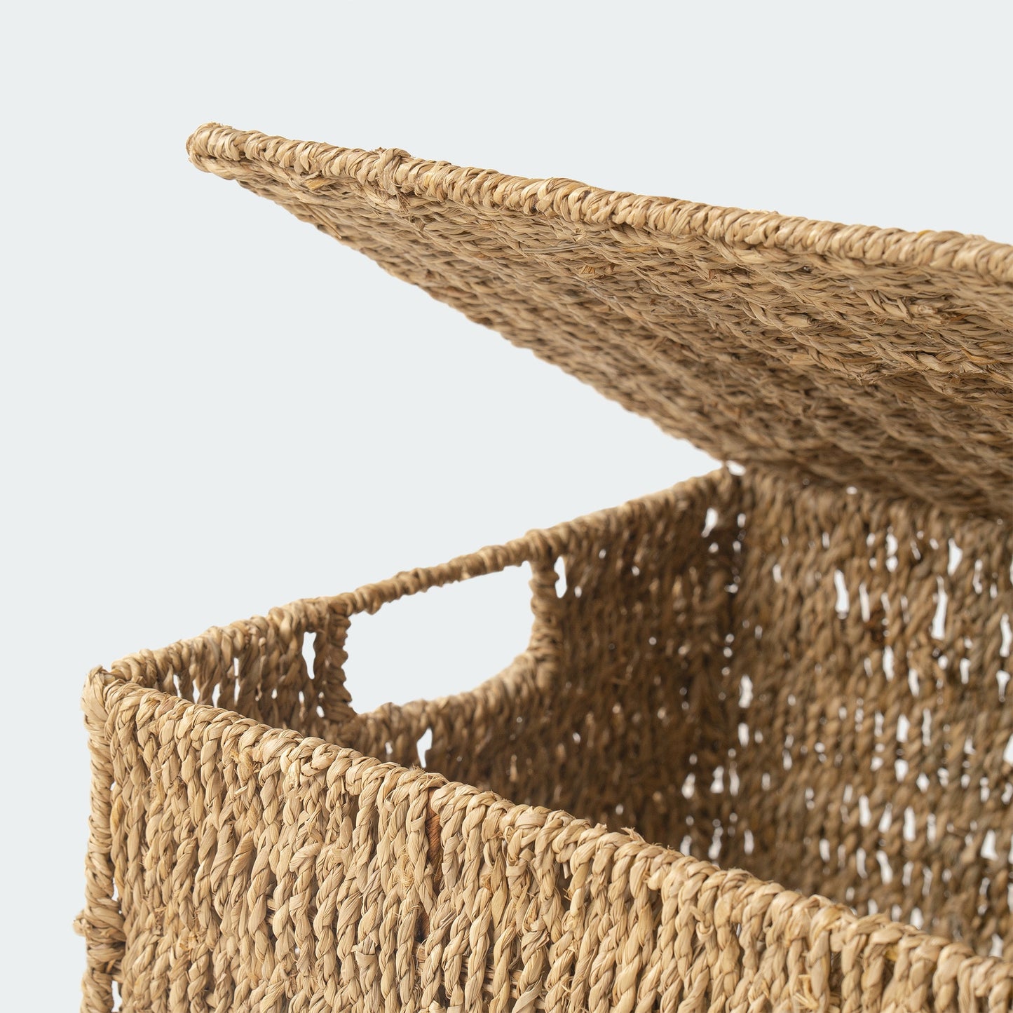 Rectangular Seagrass Lidded Wicker Basket Set of 4
