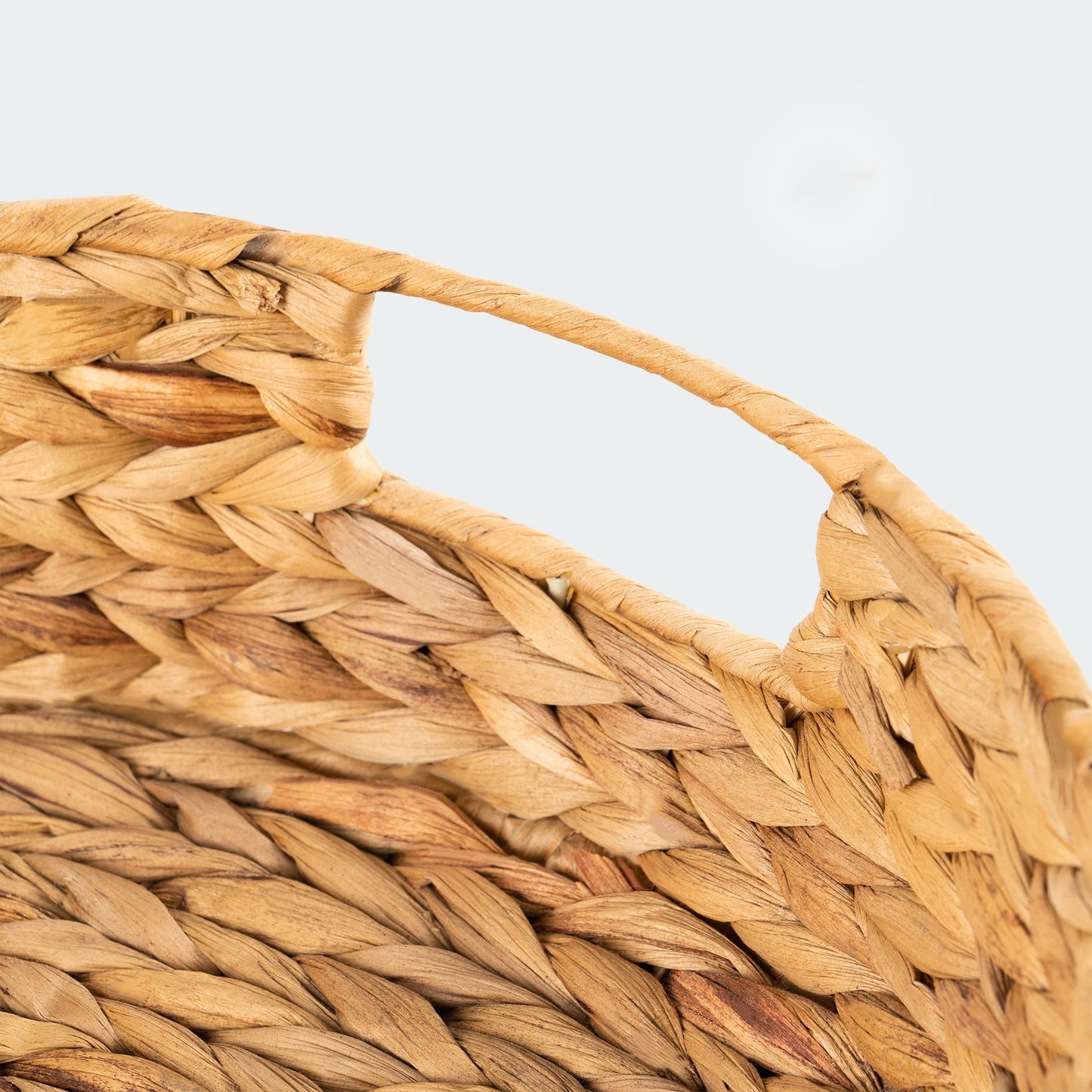 Round Natural Brown Water Hyacinth Wicker Tray