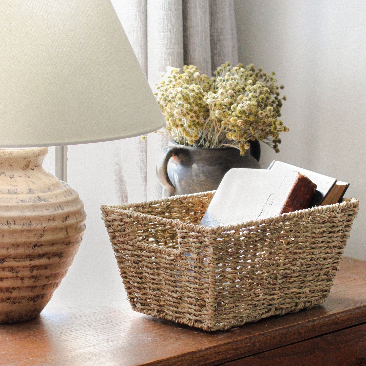 Twisted Rectangular Seagrass Wicker Basket