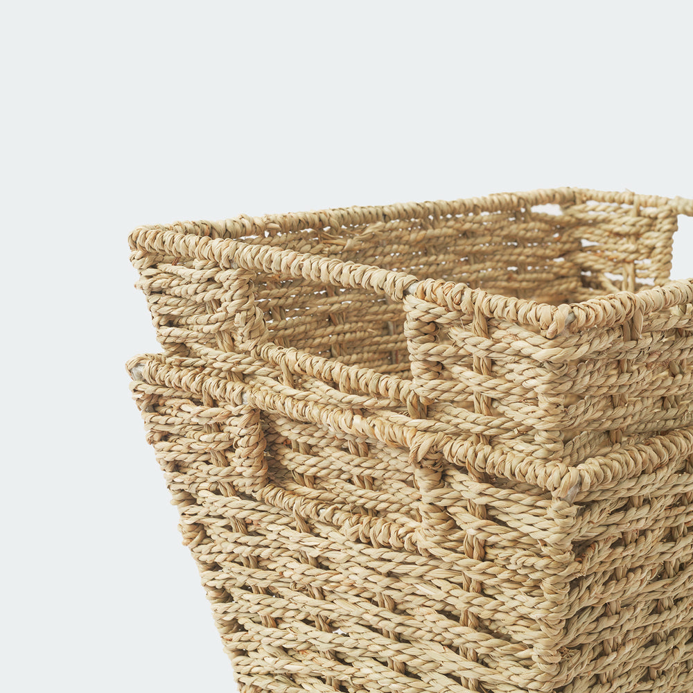 Twisted Rectangular Seagrass Wicker Basket
