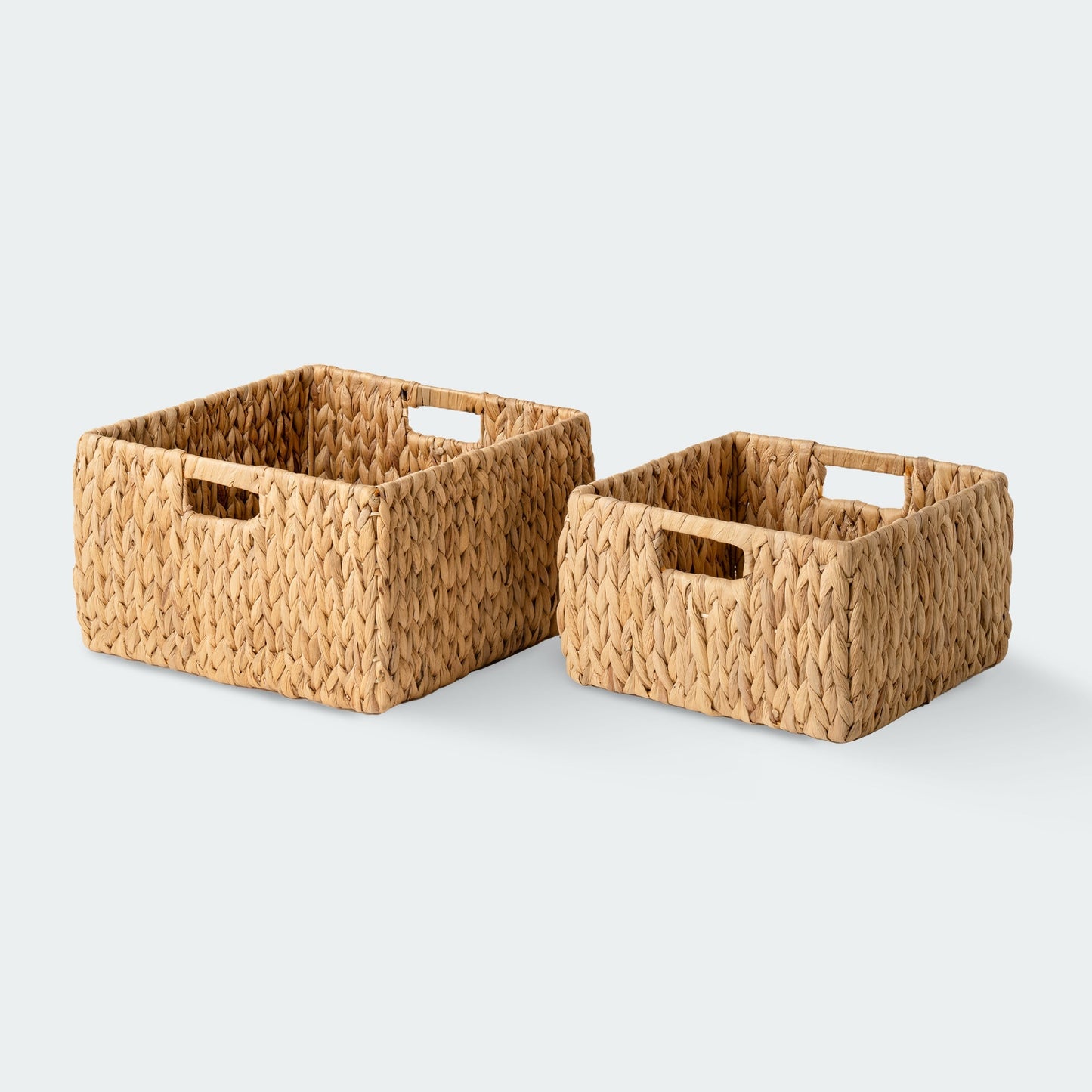 Water Hyacinth Baskets with Handles, Set of 2