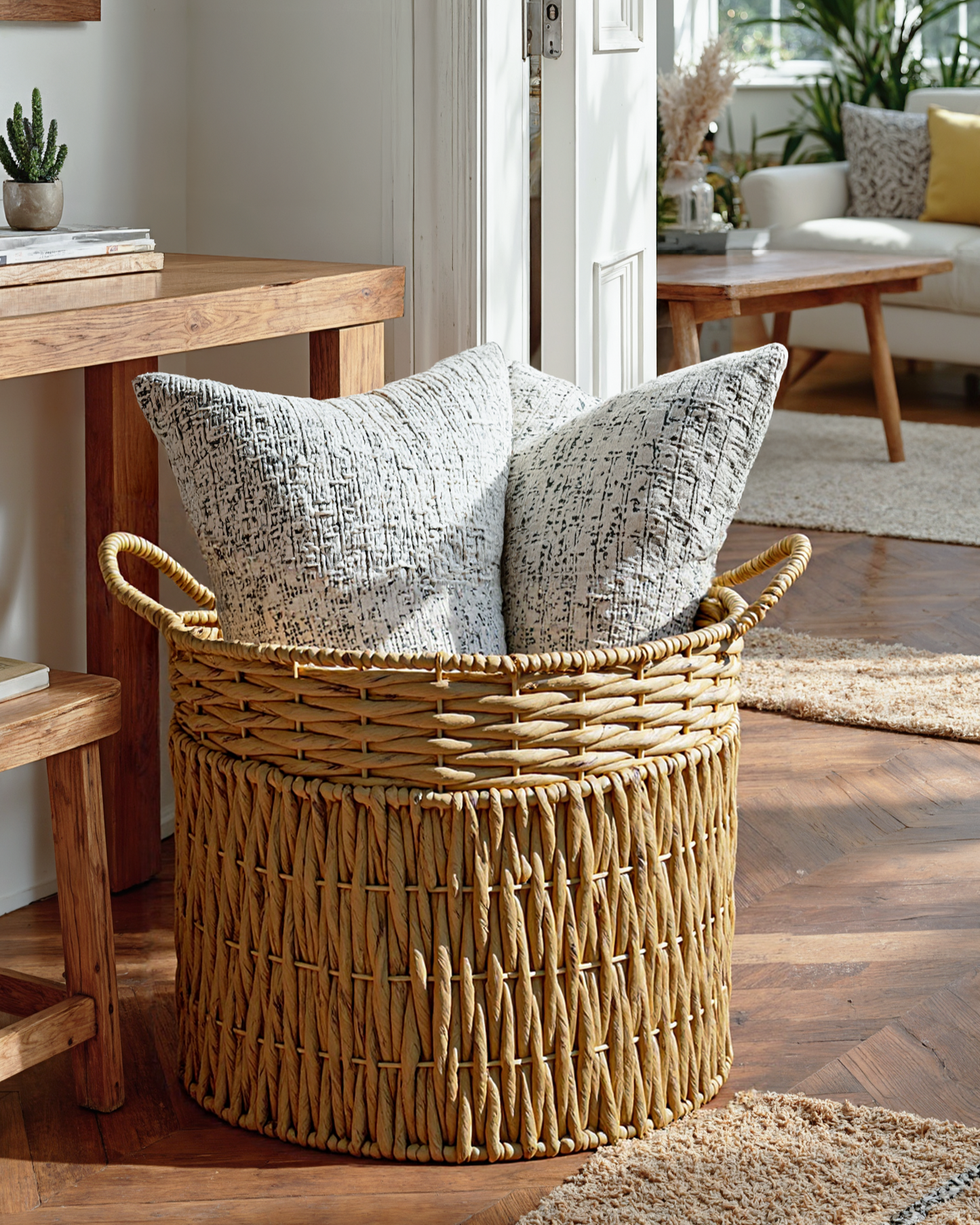 Oversize Water Hyacinth Storage Basket Collection, Set of 6