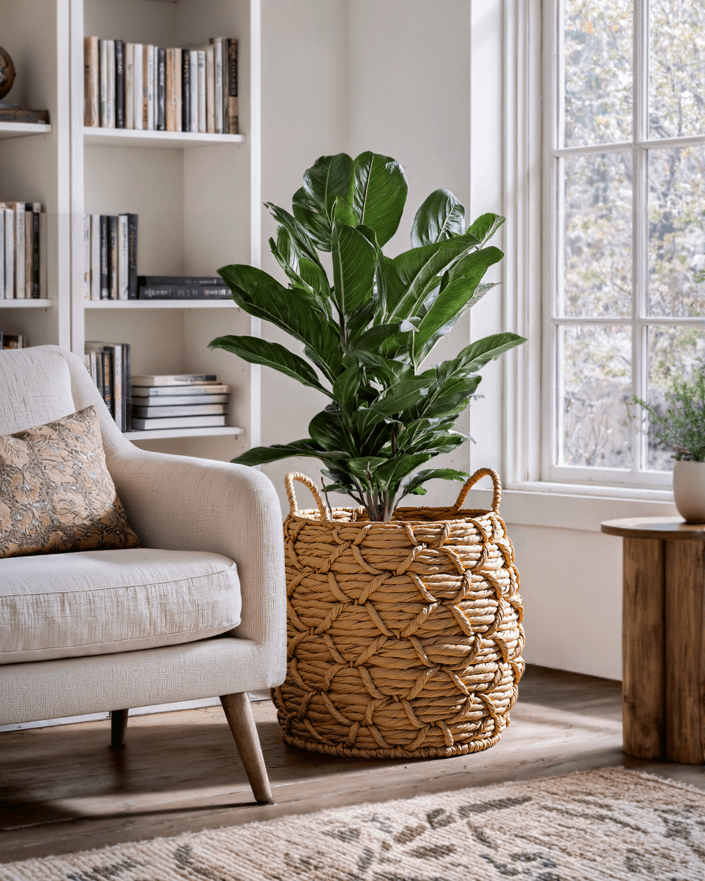 Water Hyacinth Baskets with Braided Detail, Set of 3