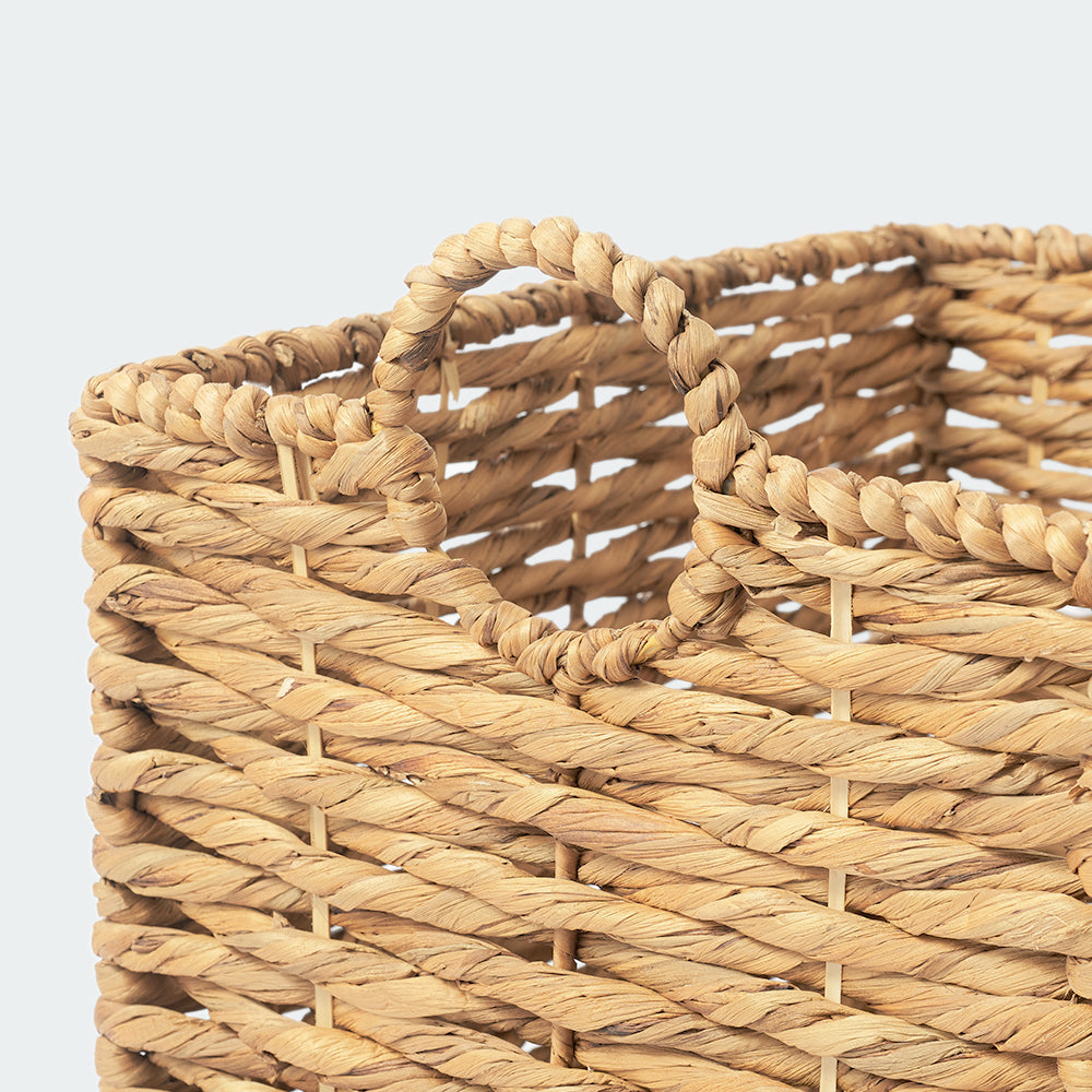 Twisted Water Hyacinth Wicker Basket Set of 2