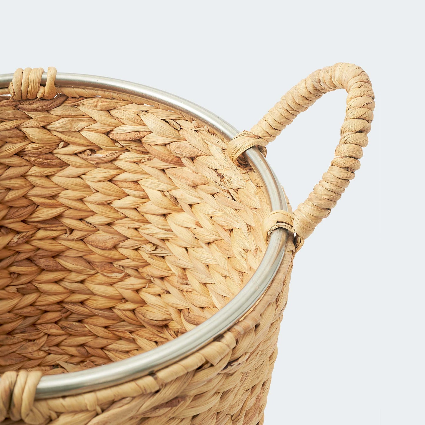 Round Water Hyacinth Wicker Basket Set Of 2