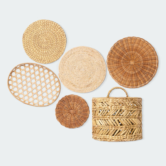 Varied-Texture Wall Basket Decor Set Of 6