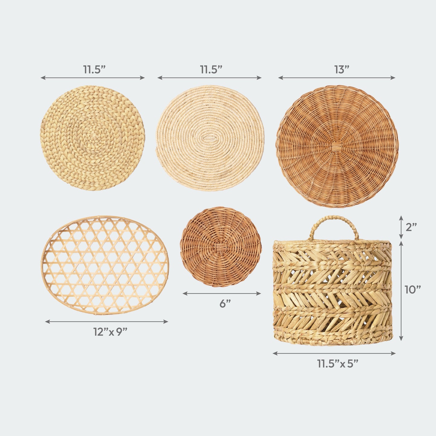 Varied-Texture Wall Basket Decor Set Of 6