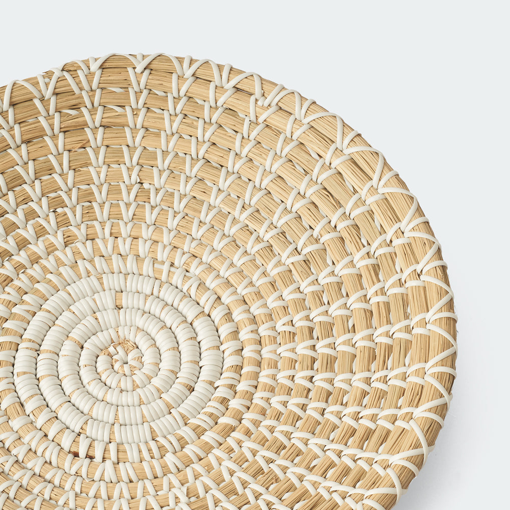 Floral Round Woven Seagrass Wall Baskets Decor Set of 3
