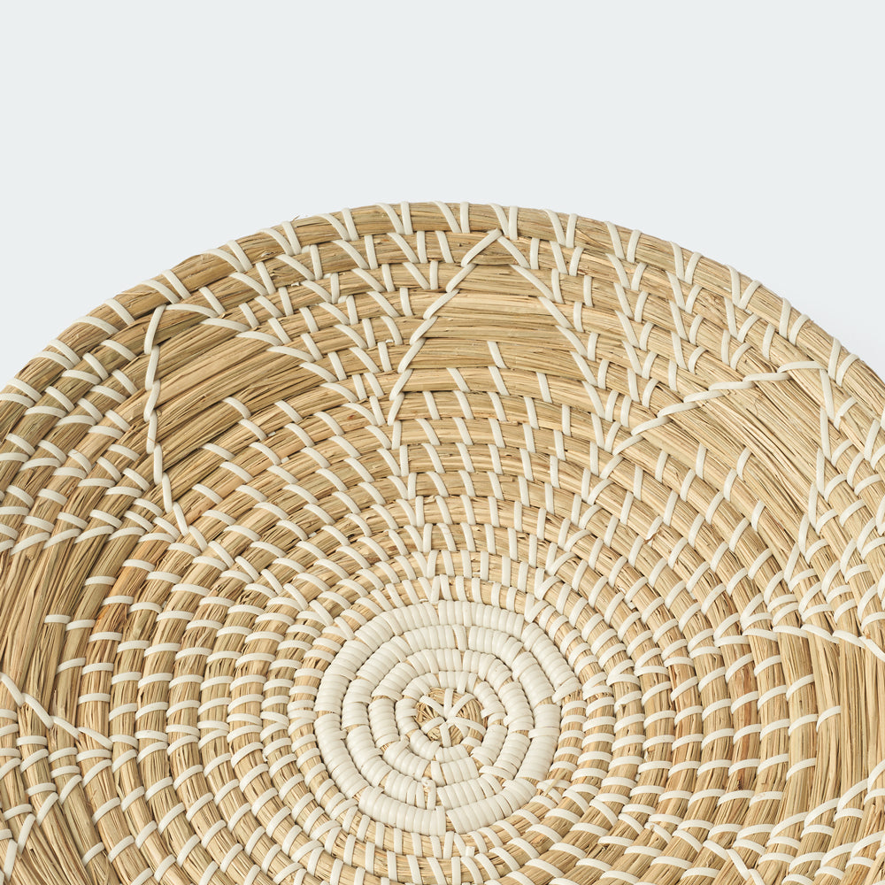 Floral Round Woven Seagrass Wall Baskets Decor Set of 3