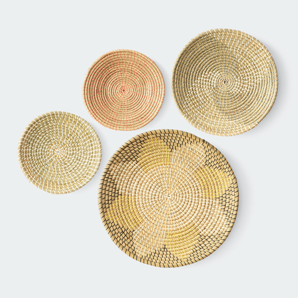 Seagrass Wall Basket Decor Set - Floral and Spiral Designs