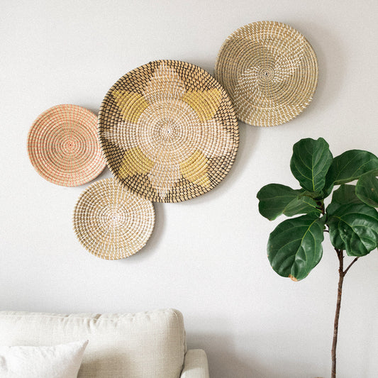Seagrass Wall Basket Decor Set - Floral and Spiral Designs
