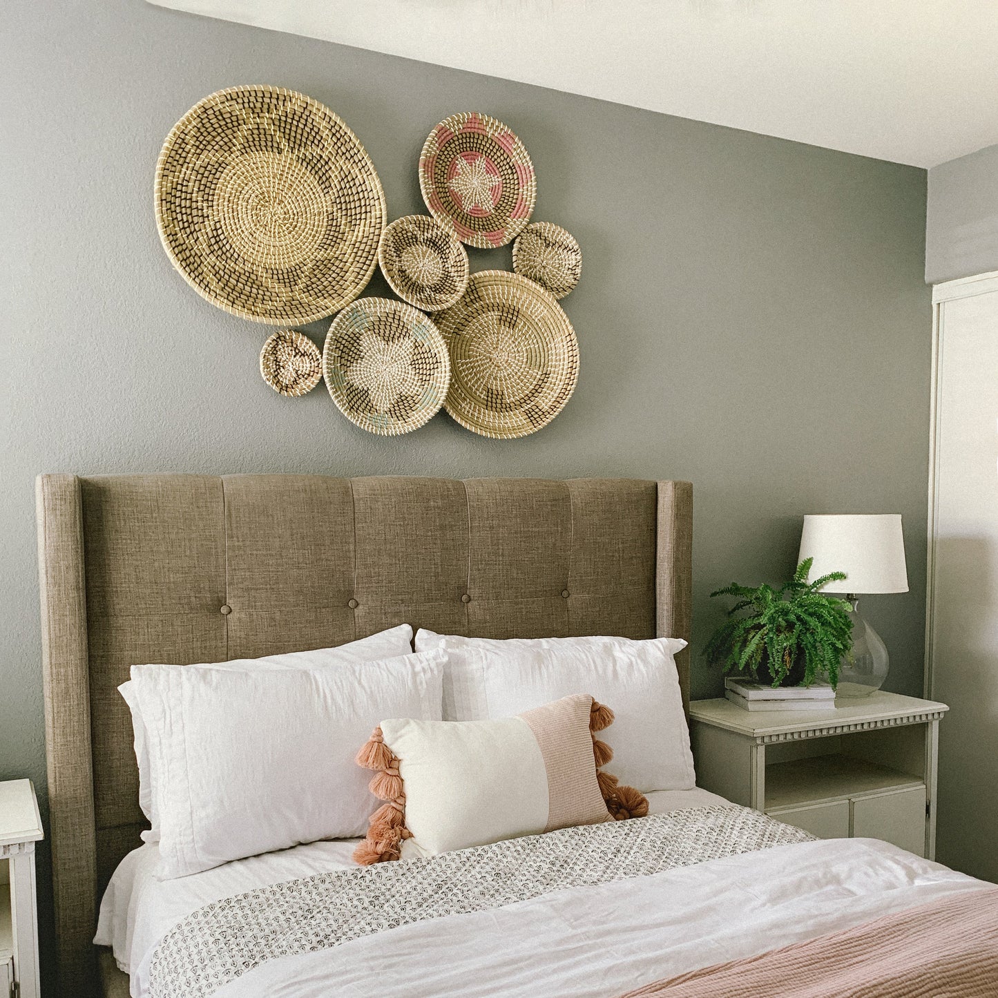 Seagrass Wall Basket Decor Set - Floral and Spiral Designs