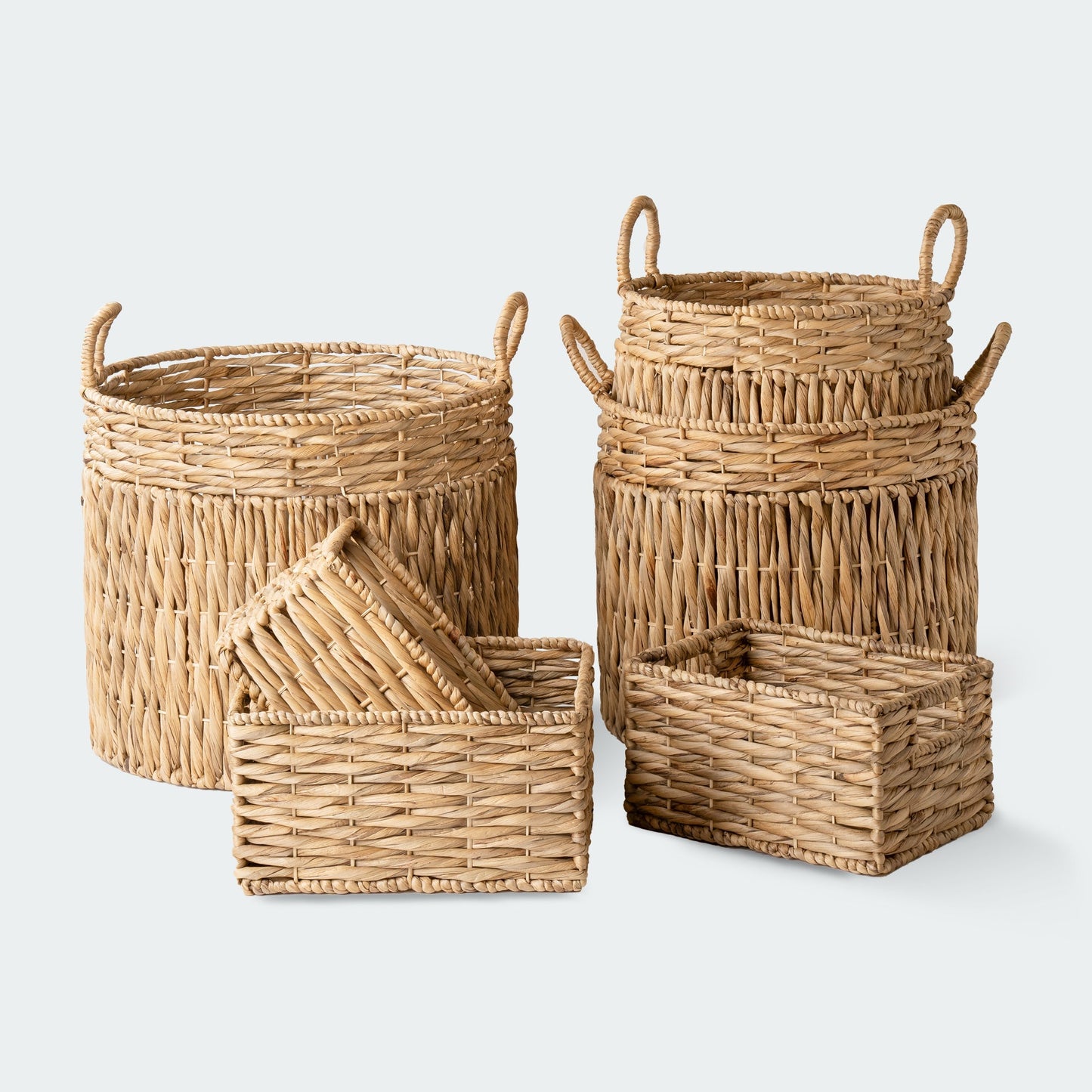 Oversize Water Hyacinth Storage Basket Collection, Set of 6