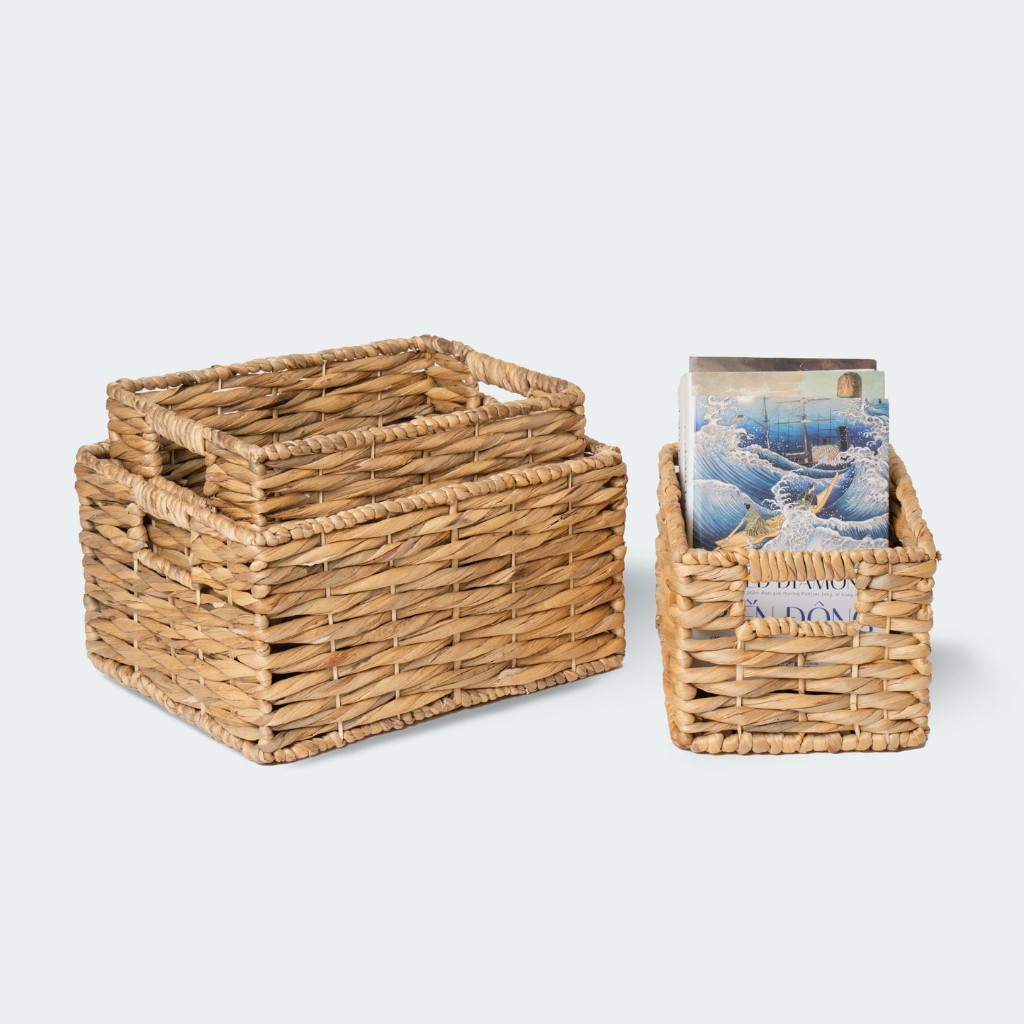 Oversize Water Hyacinth Storage Basket Collection, Set of 6