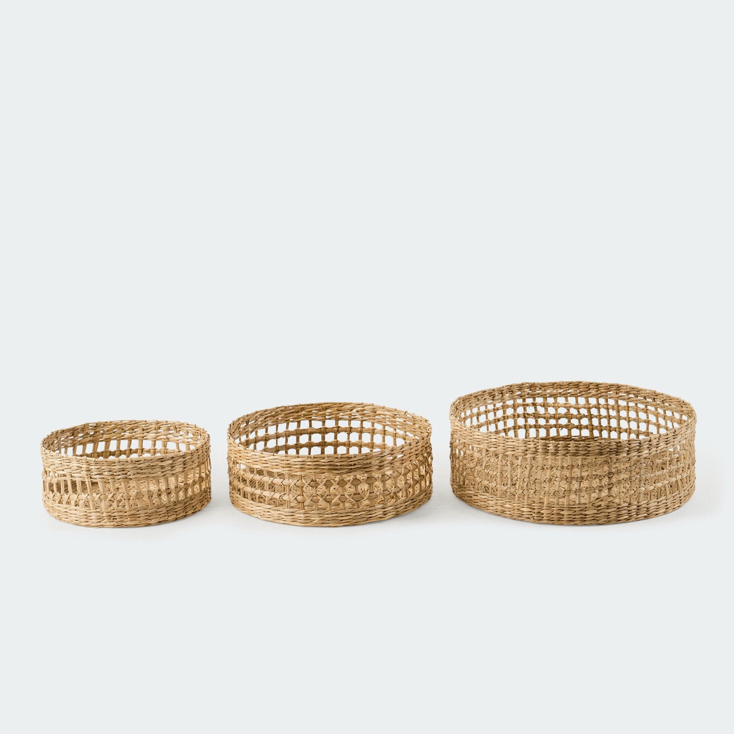 Open Twisted Seagrass Wicker Basket Set of 3