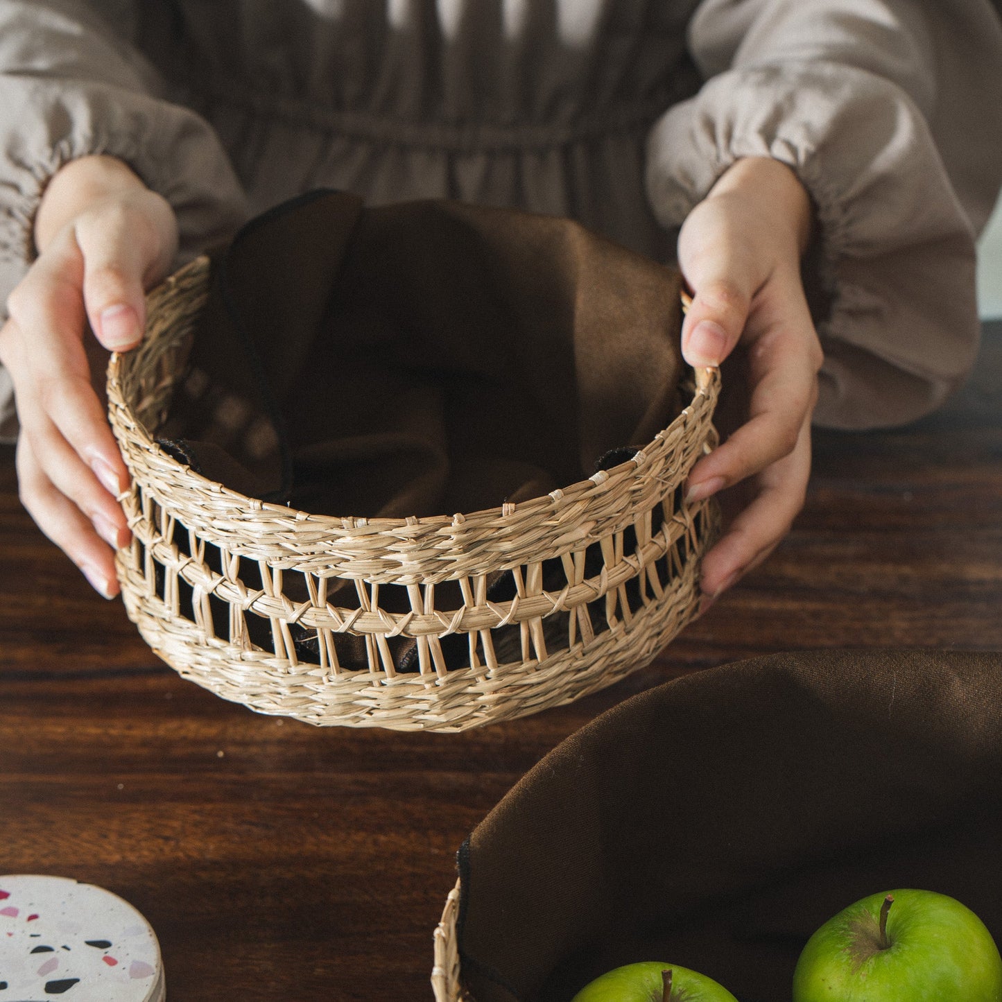 Open Twisted Seagrass Wicker Basket Set of 3