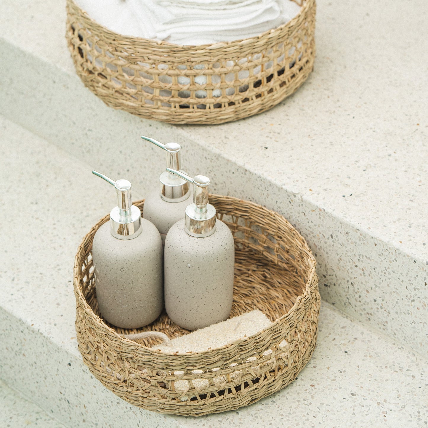 Open Twisted Seagrass Wicker Basket Set of 3