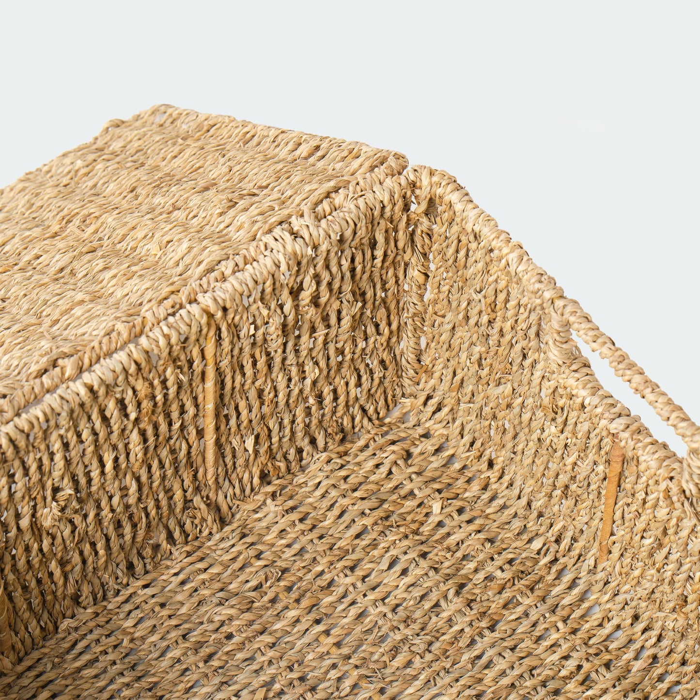 Rectangular Seagrass Lidded Wicker Basket Set of 4