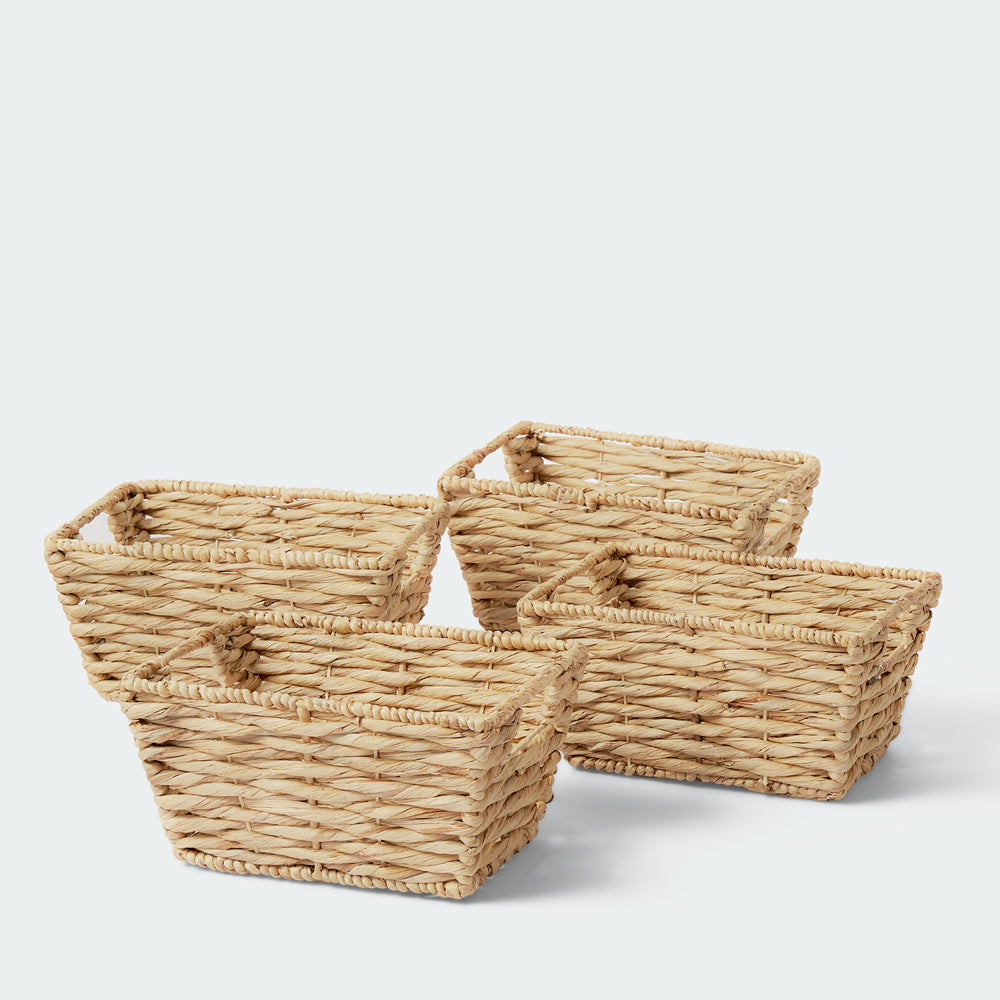 Rectangular Handwoven Basket with Handles Set of 4