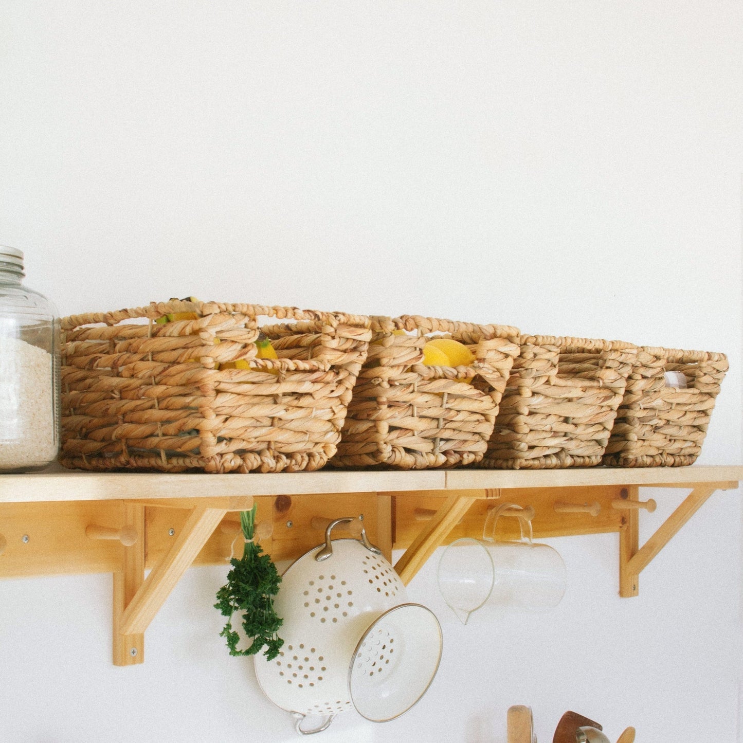 Rectangular Handwoven Basket with Handles Set of 4
