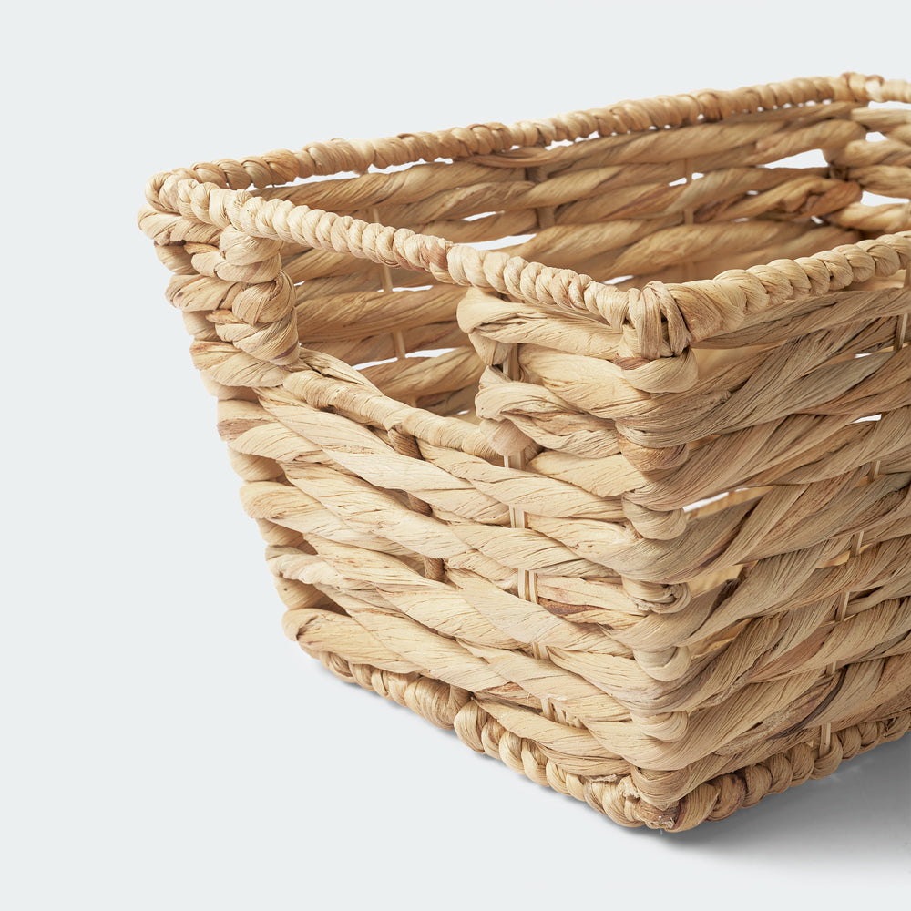 Rectangular Handwoven Basket with Handles Set of 4