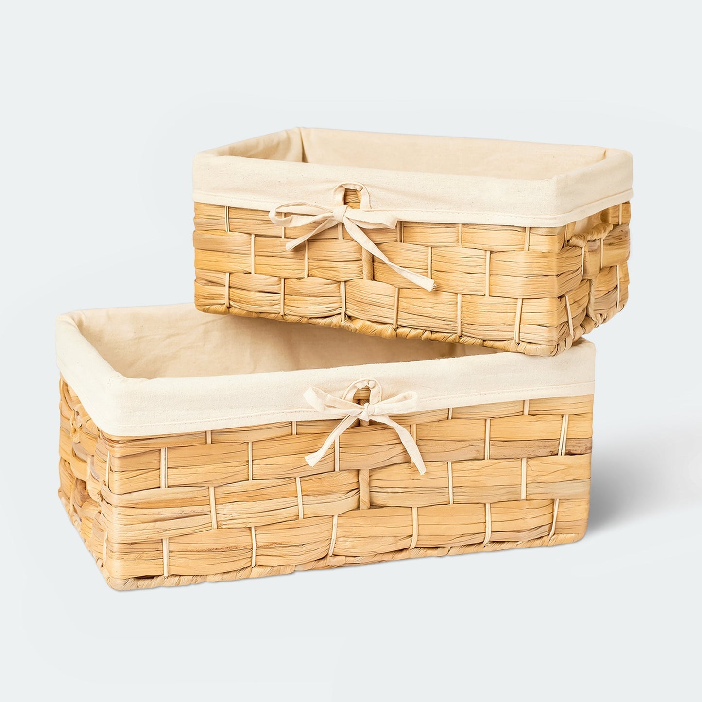 Rectangular Hyacinth Basket With Liners, Set of 2