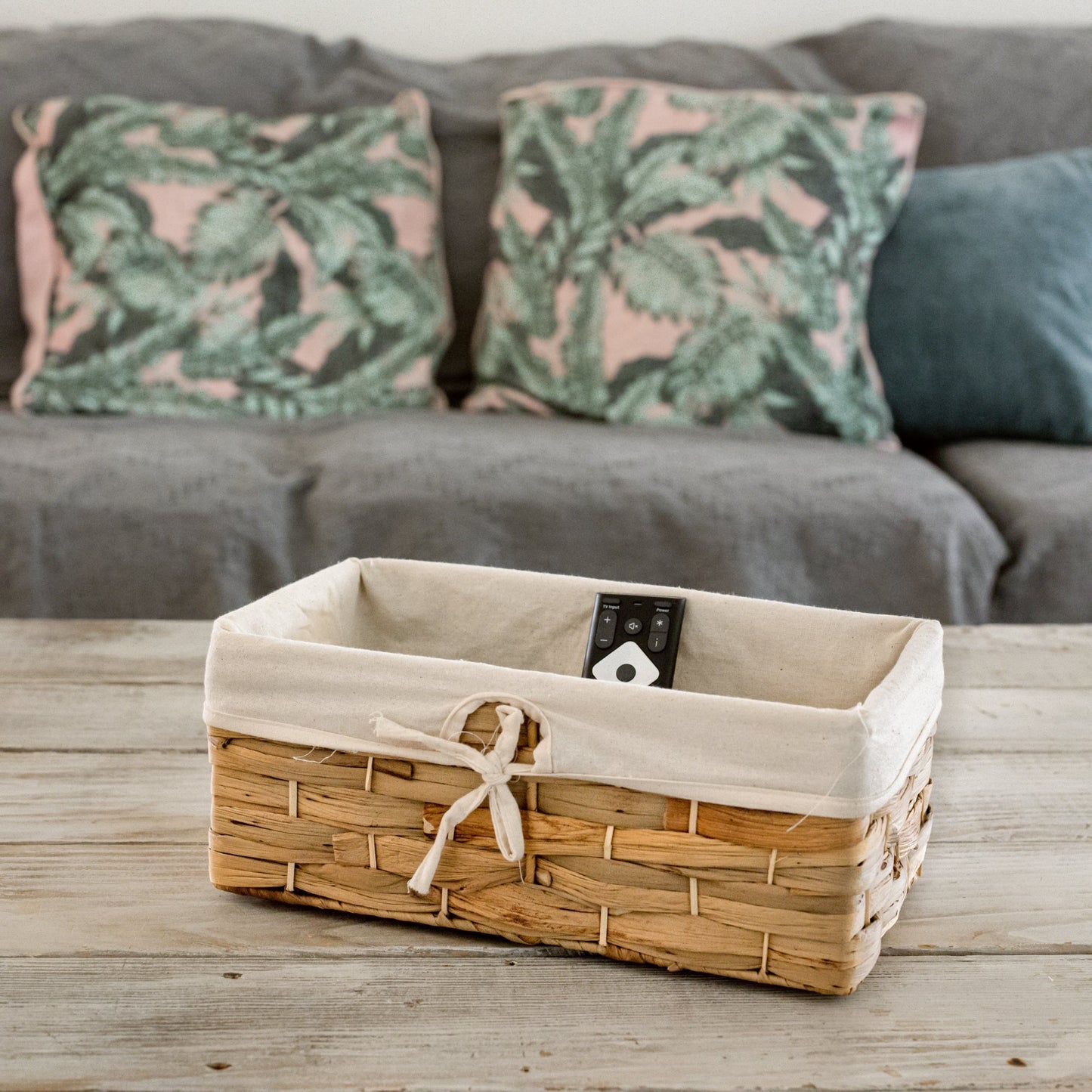 Rectangular Hyacinth Basket With Liners, Set of 2