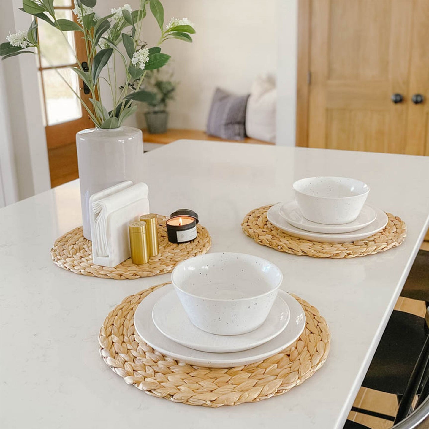 Round Water Hyacinth Woven Placemat Set
