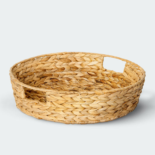 Round Natural Brown Water Hyacinth Wicker Tray