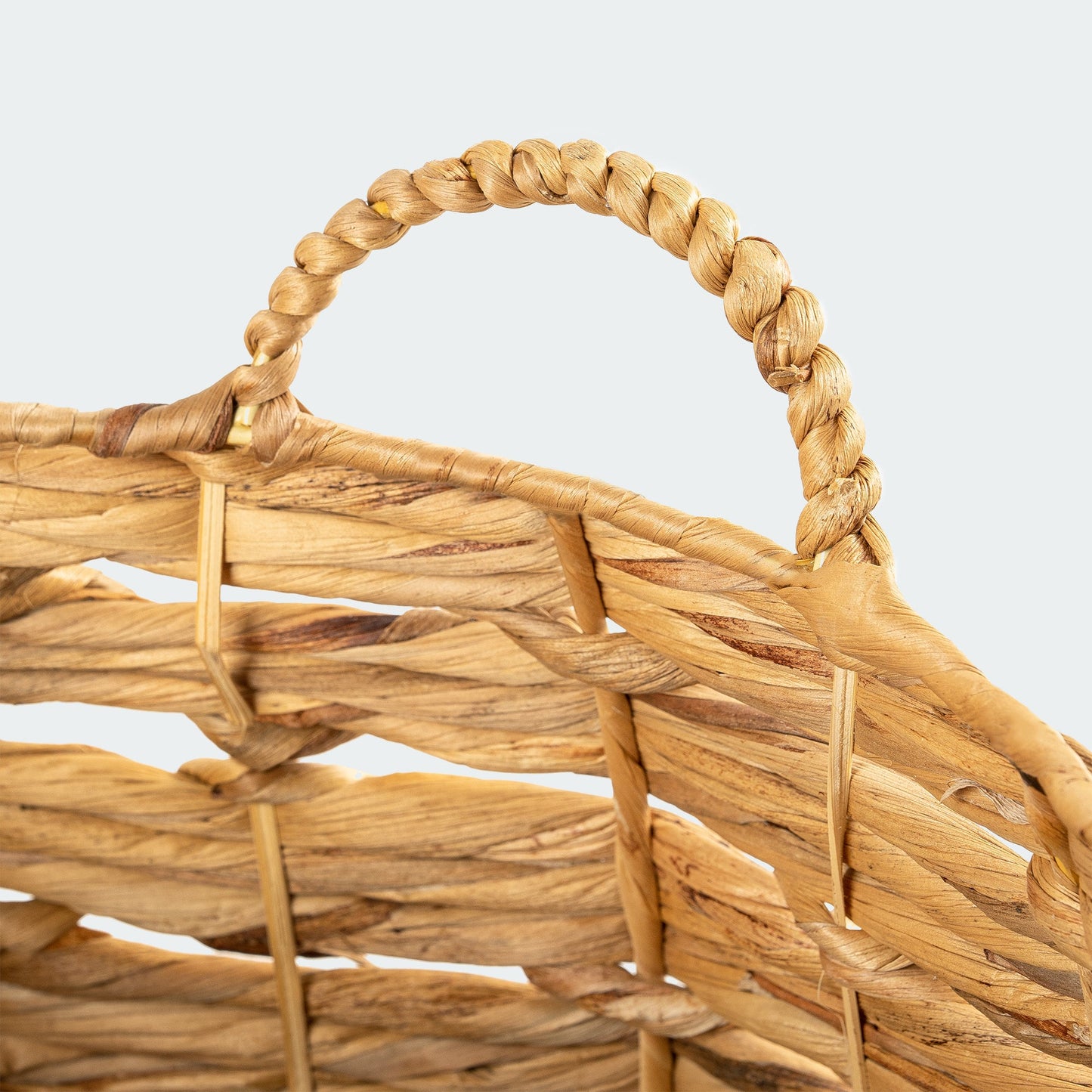 Water Hyacinth Baskets with Braided Detail, Set of 3