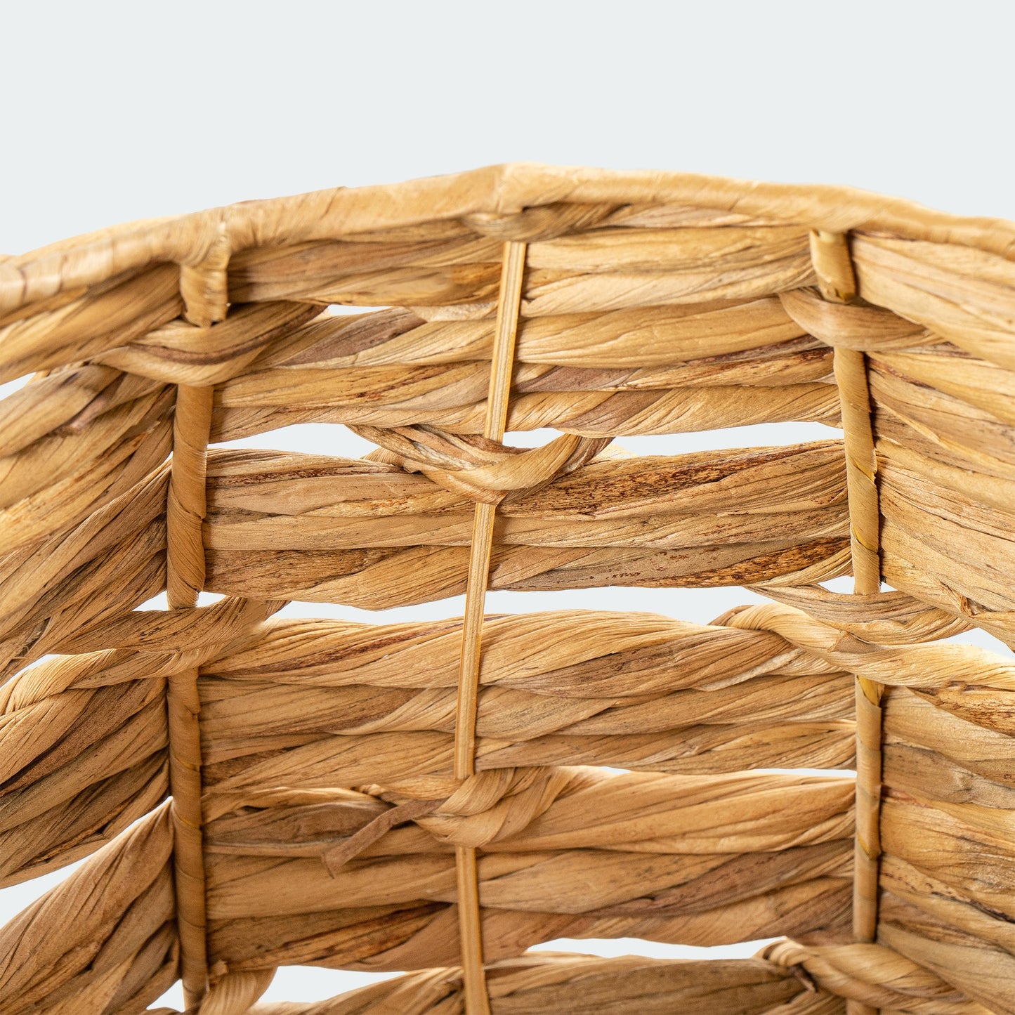Water Hyacinth Baskets with Braided Detail, Set of 3