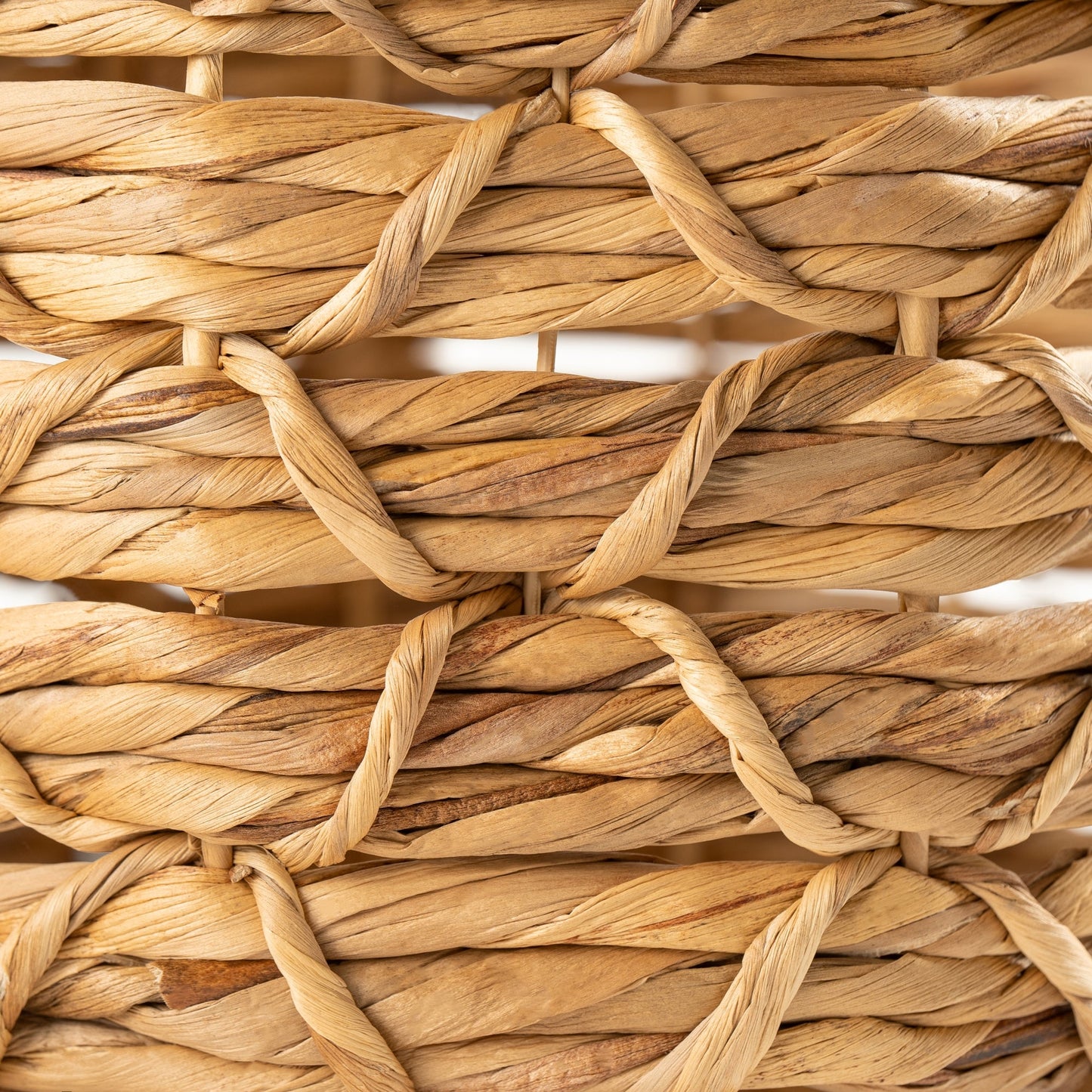 Water Hyacinth Baskets with Braided Detail, Set of 3