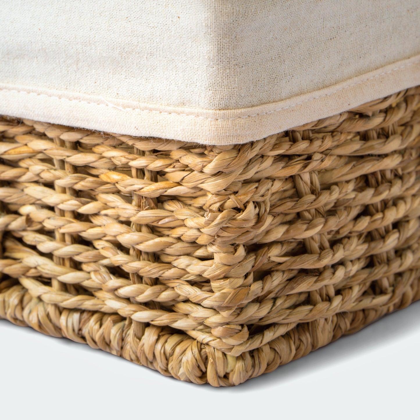 Rectangular Handwoven Basket with Linen, Set of 4