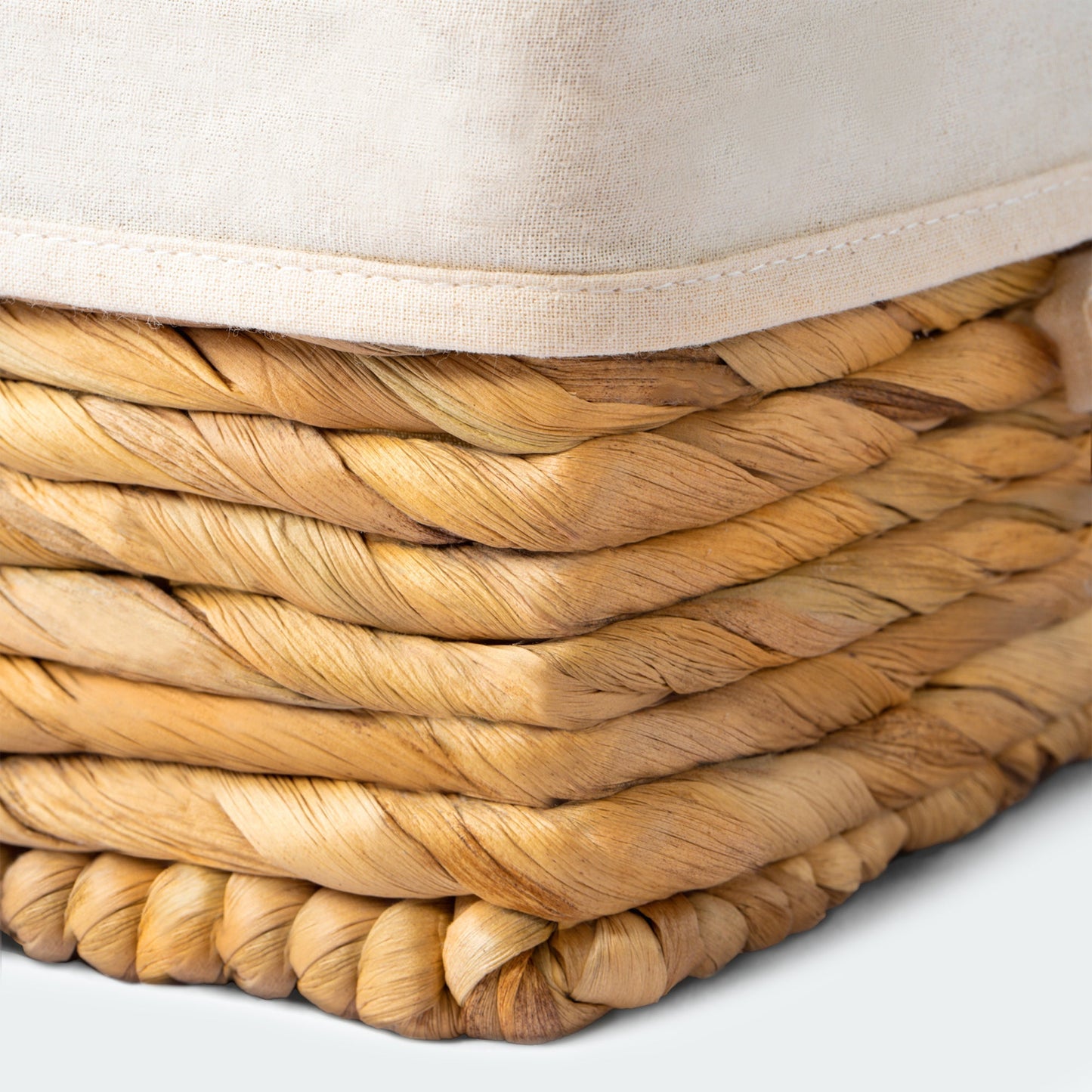 Rectangular Handwoven Basket with Linen, Set of 4
