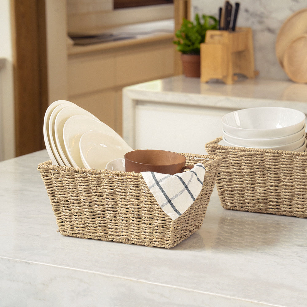 Twisted Rectangular Seagrass Wicker Basket