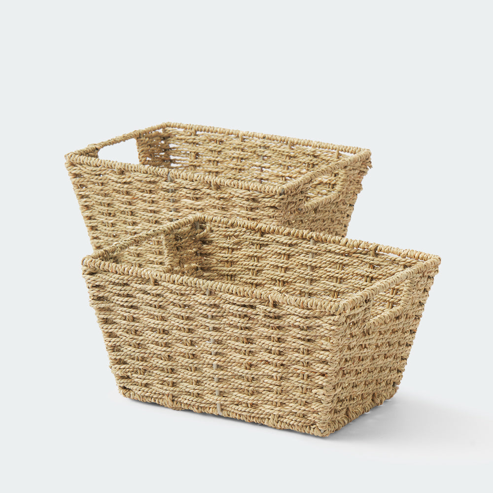 Twisted Rectangular Seagrass Wicker Basket