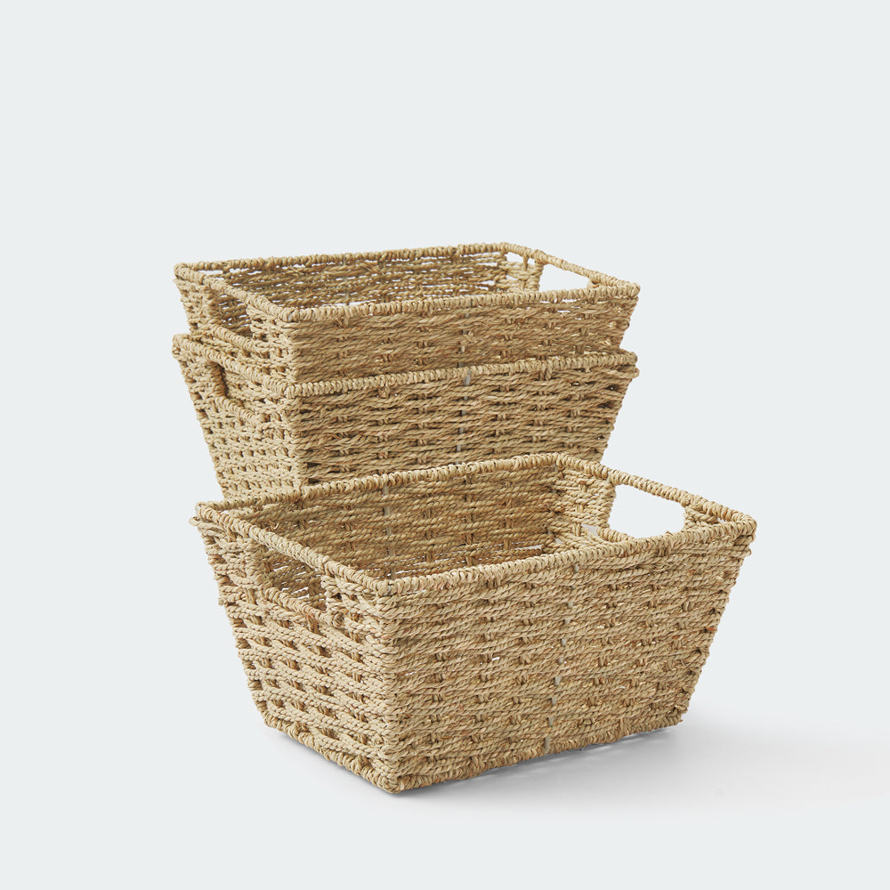 Twisted Rectangular Seagrass Wicker Basket