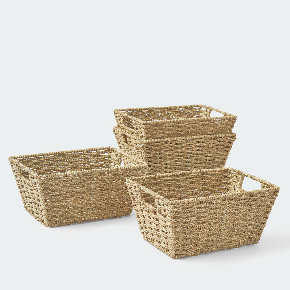 Twisted Rectangular Seagrass Wicker Basket