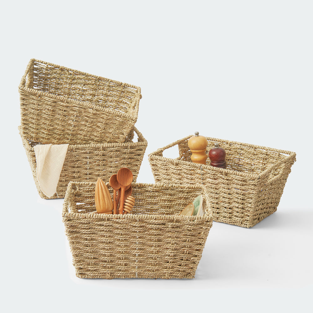 Twisted Rectangular Seagrass Wicker Basket