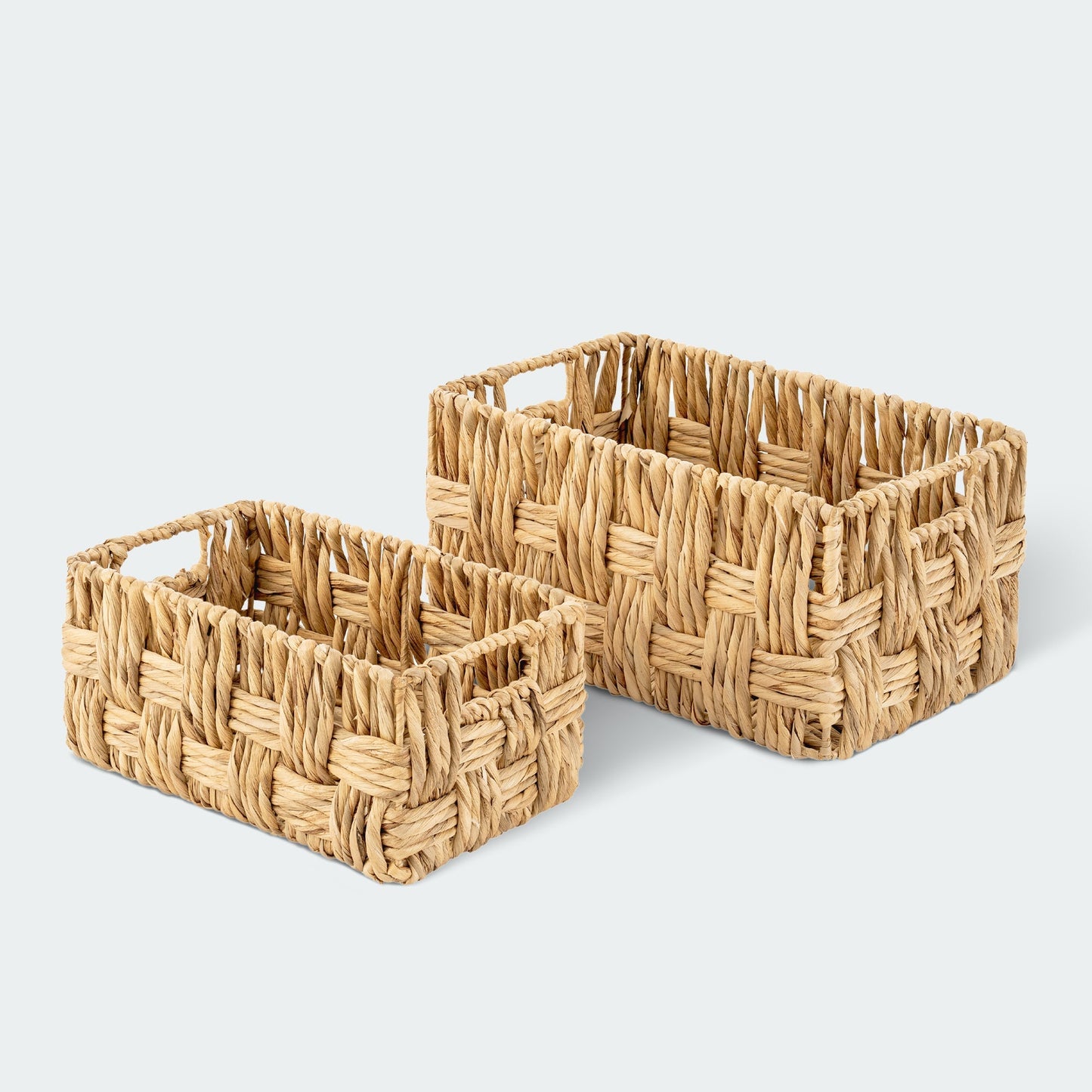 Twisted Rectangular Hyacinth Basket, Set of 2