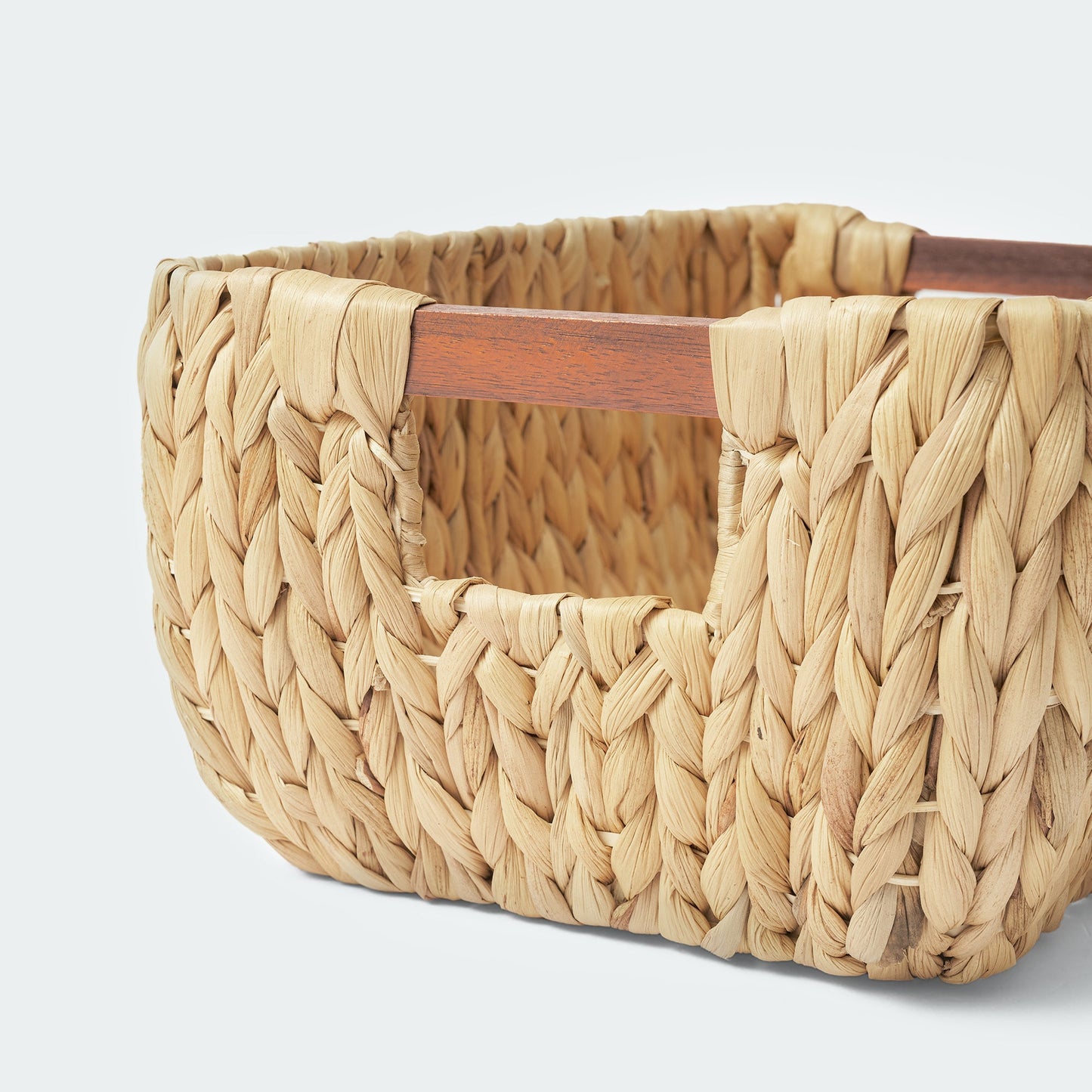 Water Hyacinth Storage Basket with Wood Handles, Set of 3
