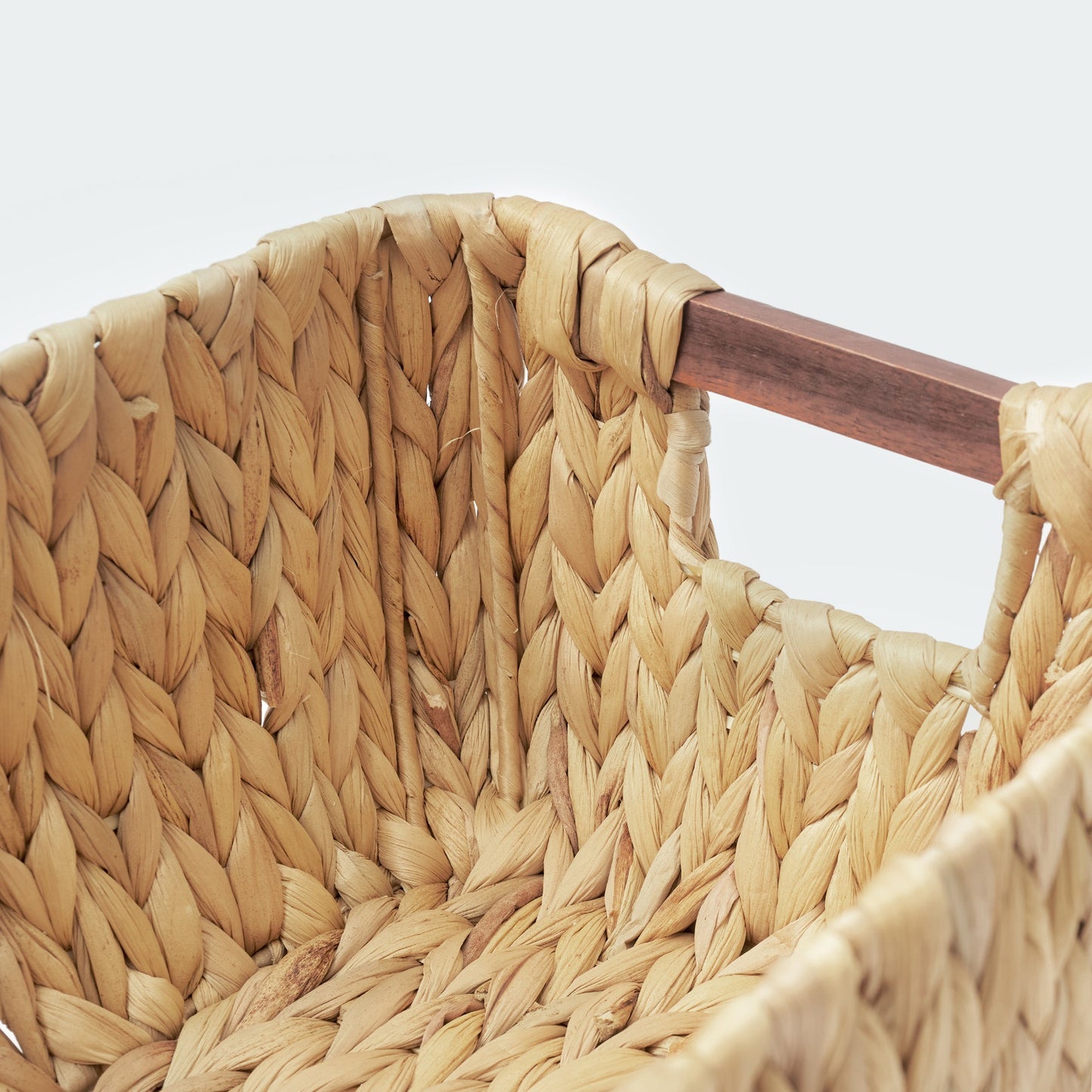 Water Hyacinth Storage Basket with Wood Handles, Set of 3